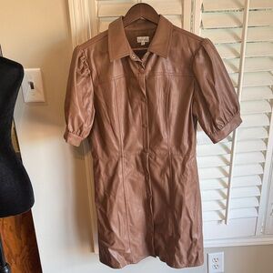 Elegant Brown Leather Dress